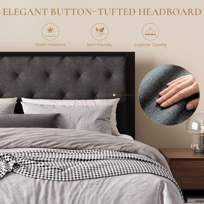 sha cerlin queen size metal bed frame and, close-up detail