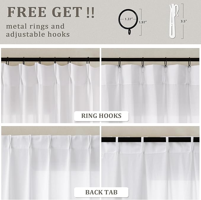 Extra Wide Pleated 96 Inch Long Linen Curtains 100 Inches Wide - Image 3