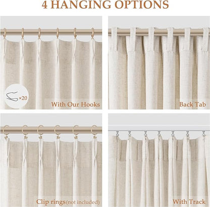 Pleated Linen Curtains 96 Inches Long - Image 2