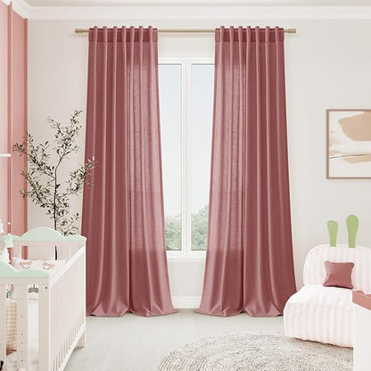 Extra Long Canyon Rose Linen Curtains 120 Inch - Image 7