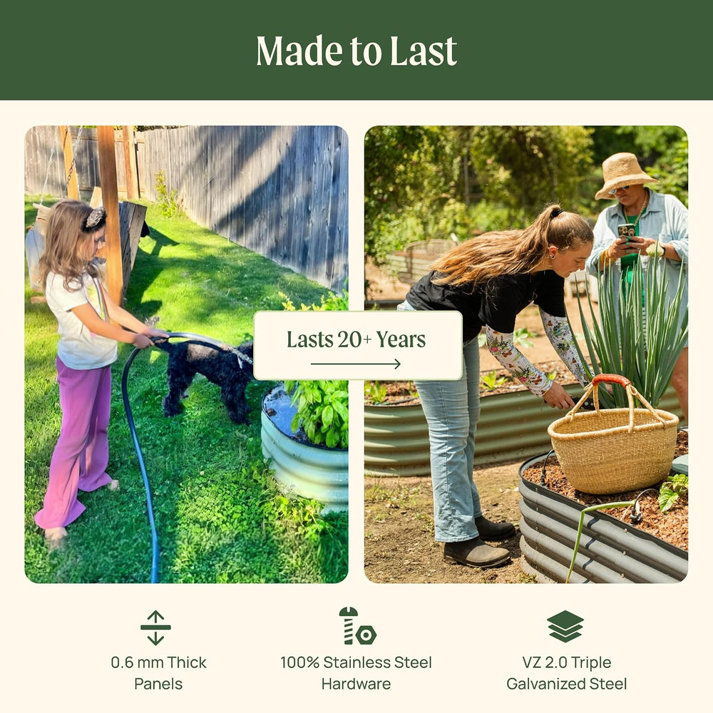 Vego garden Raised Garden Bed Kit, 17" Tall 10 in 1 Jumbo Modular Metal ...