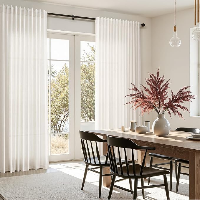 Extra Wide Beige White Curtains 96 Inches Long - Image 7