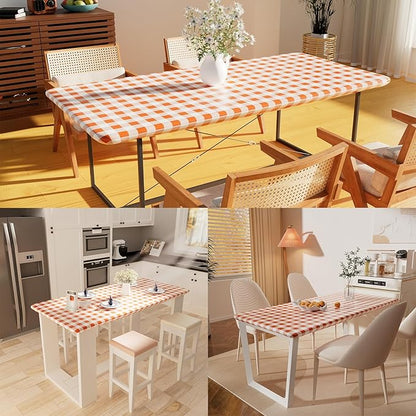 Smiry Rectangle Picnic Table Cloth, Elastic Waterproof Fitted Vinyl Tablecloths - Image 6