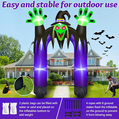 Danxilu 10FT Tall Halloween Inflatables Witch Archway Outdoor Decorations