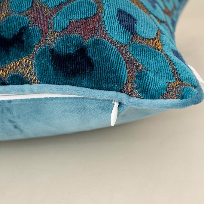 Alerfa Blue Floral Throw Pillow Cover 12 x 20 Inch Cut Velvet Rectange Luxury - Image 5