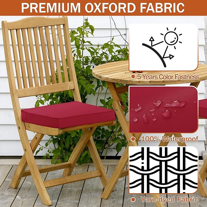 4 Pack Outdoor Chair Cushions 19 x 19 Inch Waterproof Patio Chair Cushions - Image 4