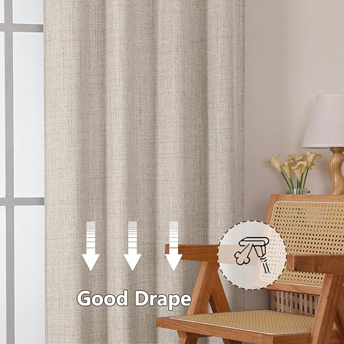 Gwine Short Curtains 36 Inch Length 2 Panels, Light Filtering Textured Half - Image 6
