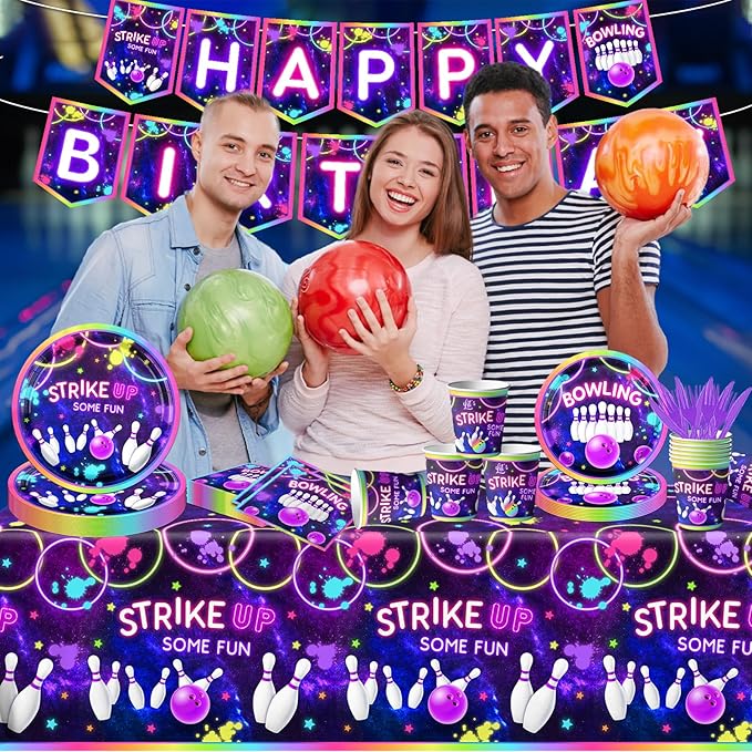 Bowling Birthday Tableware 142Pcs Let's Strike Up Some Fun Bowling Party - Image 2