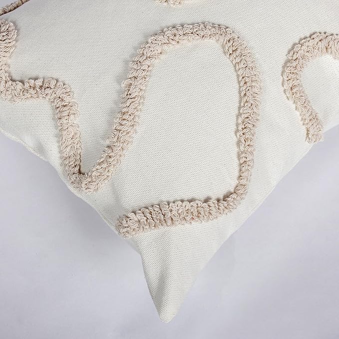 Coquette Bow Tufted Throw Pillow Cover 12x 20, Boho Neutral Linen Pillow - Image 3