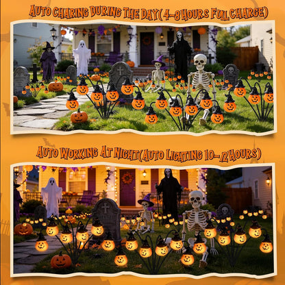 4 Pack Pumpkin Solar Halloween Lights Outdoor,Halloween Decorations
