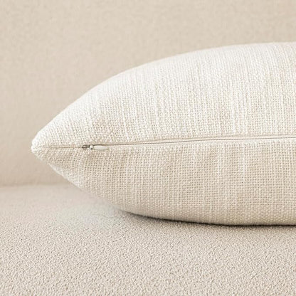 Foindtower Set of 2 Decorative Textured Burlap Linen Throw Pillow Covers - Image 2