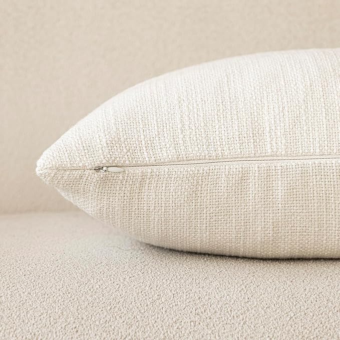 Foindtower Set of 2 Decorative Textured Burlap Linen Throw Pillow Covers - Image 2