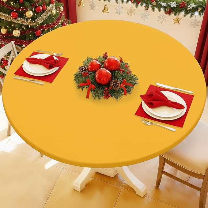 Round Spandex Tablecloth, Elastic Fitted Waterproof Tablecloths by Moosfor