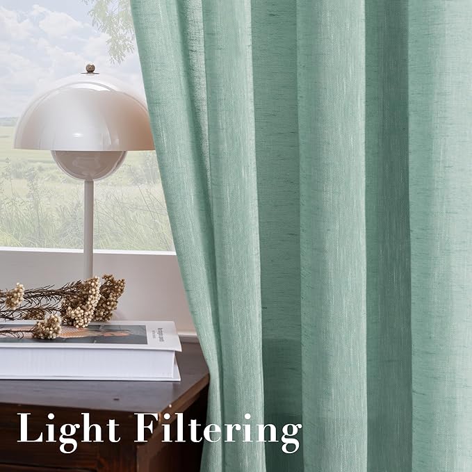 H.VERSAILTEX Linen Curtains Natural Linen Semi-Sheer Curtains 2 Panels Nickel - Image 5