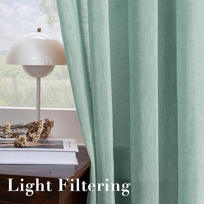 H.VERSAILTEX Linen Curtains Natural Linen Semi-Sheer Curtains 2 Panels Nickel - Image 5