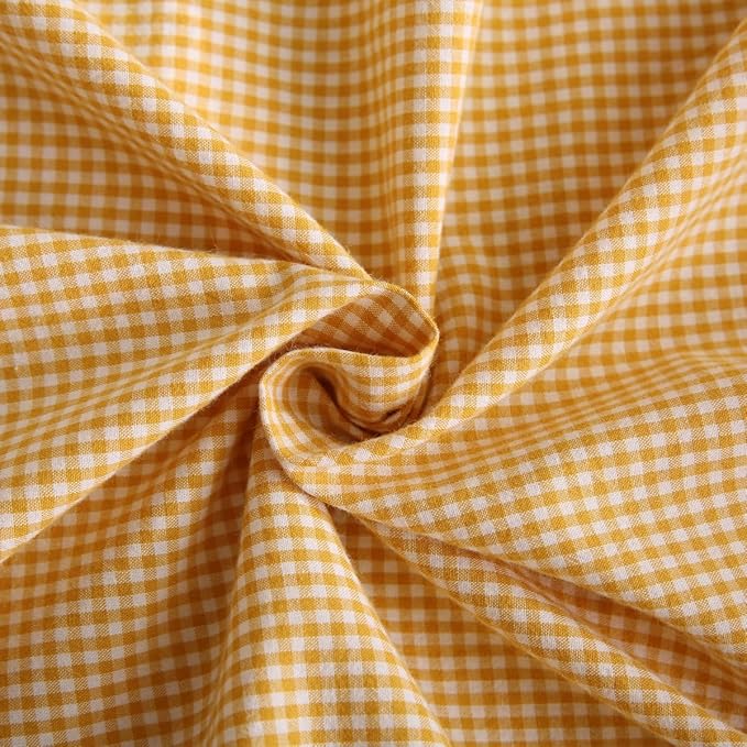 Vintage Yellow Plaid Ruffle Throw Pillow Covers 20x20 inches, Washed Cotton - Image 5