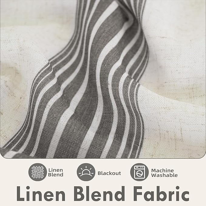 DriftAway Farmhouse Vertical Striped Linen Blend Textured Light Filtering Semi - Image 2