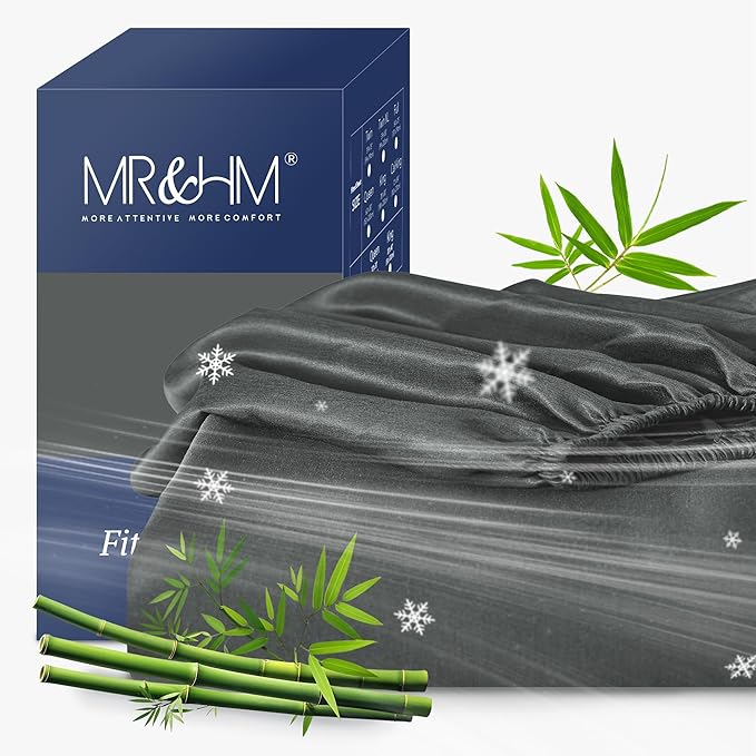 MR&HM Full Fitted Sheet Only, Ultra-Soft Rayon Derived from Bamboo & Polyester by MRHM