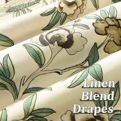 Leeva Floral Print Short Window Curtains, Farmhouse Style Soft Faux Linen Half - Image 6