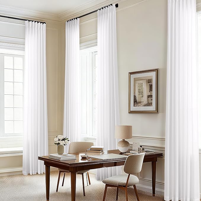 Pinch Pleated Sheer Curtains 132 Inches Long by DUKIYO