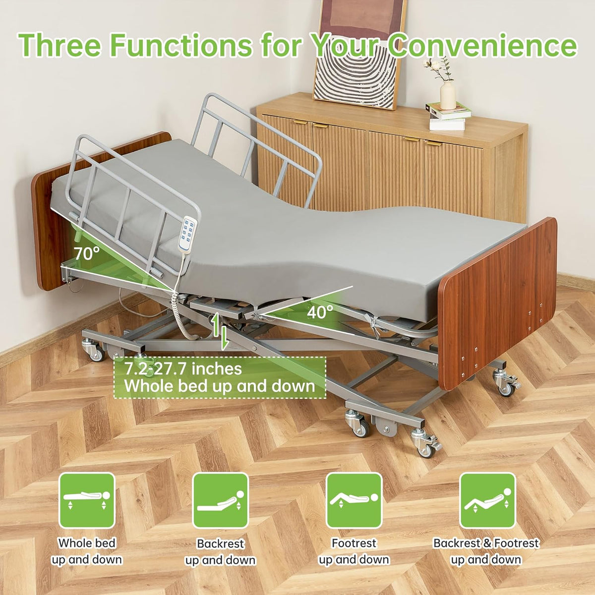 real relax premium 3 function full electric hospital shown in use