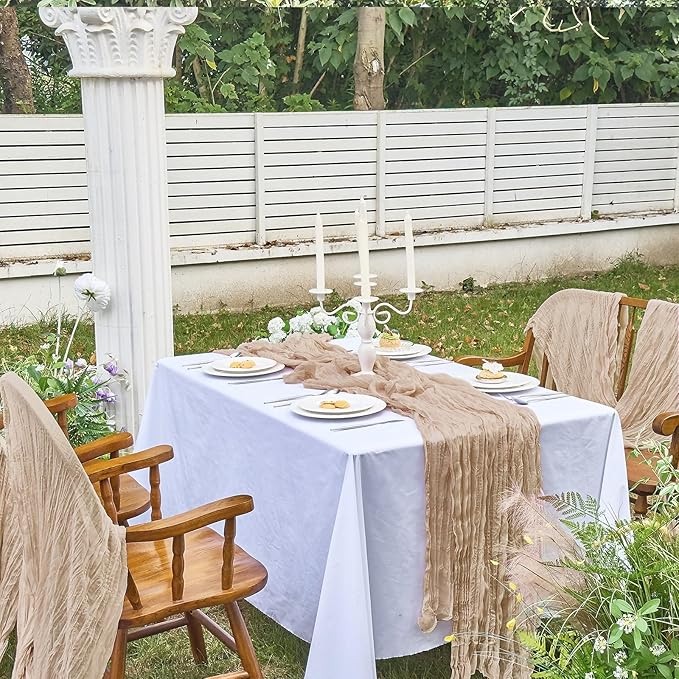IVAPUPU 2 Pcs Cheesecloth Table Runner - 10ft Nude Boho Gauze Cheese Cloth - Image 7