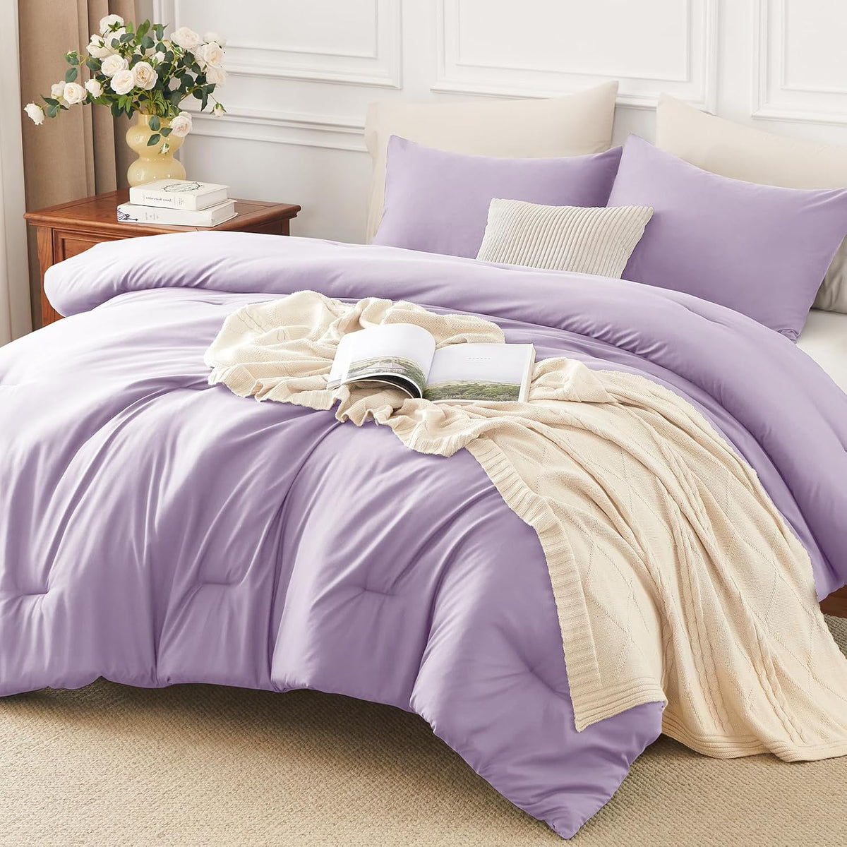 himeet full size comforter sets, 3 pieces with on a desk or shelf