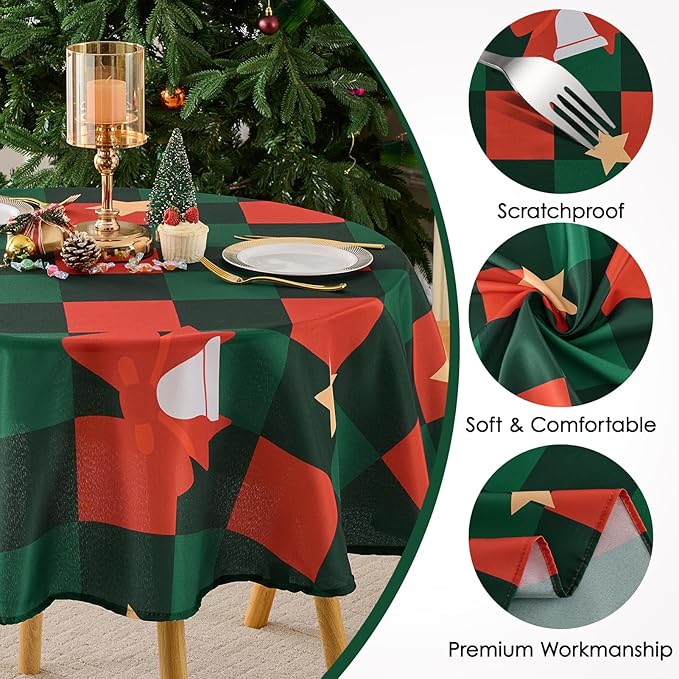 Christmas Tablecloth Round 60 Inch 1 Pack Waterproof, Machine Washable - Image 4