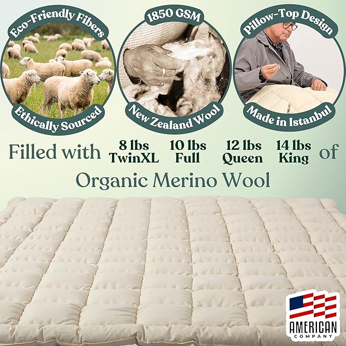 Organic Merino Wool Mattress Topper - Image 8