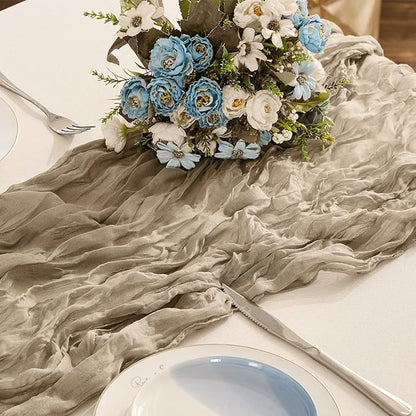BALCONY & FALCON Nude Cheesecloth Table Runner 10FT 120 Inch Rustic & Boho by BALCONYFALCON