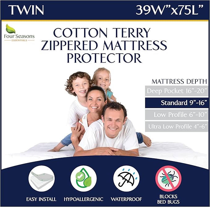 Zippered Waterproof Mattress Encasements by FourSeasonsEssentials
