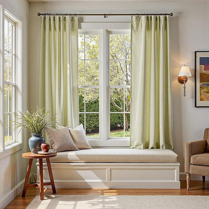 jinchan Linen Blend Curtains 72 inch Length 2 Panels - Image 2