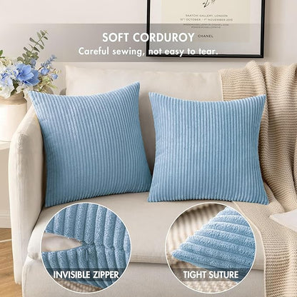 MIULEE Winter Pack of 2 Corduroy Pillow Covers Soft Soild Cushion Cases - Image 2