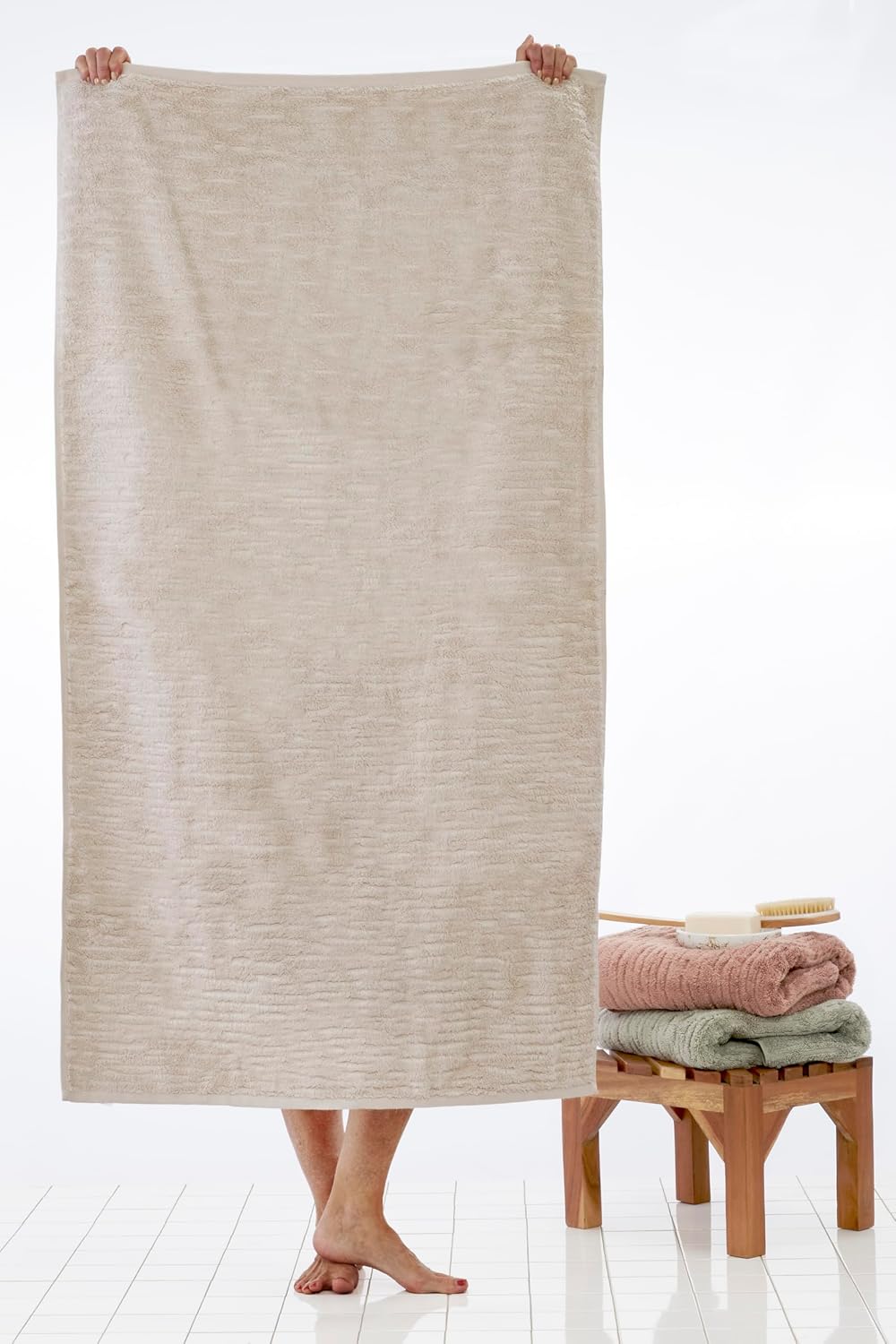 skl home cloudsoft bath towel set, 6-piece, 100%, close-up detail