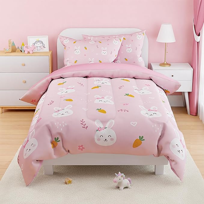 SANDJEST Rabbit Comforter Set Twin Size 68x86in - Image 5