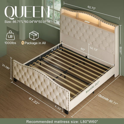 belffin platform bed frame with 50.9" led headboard shown in use