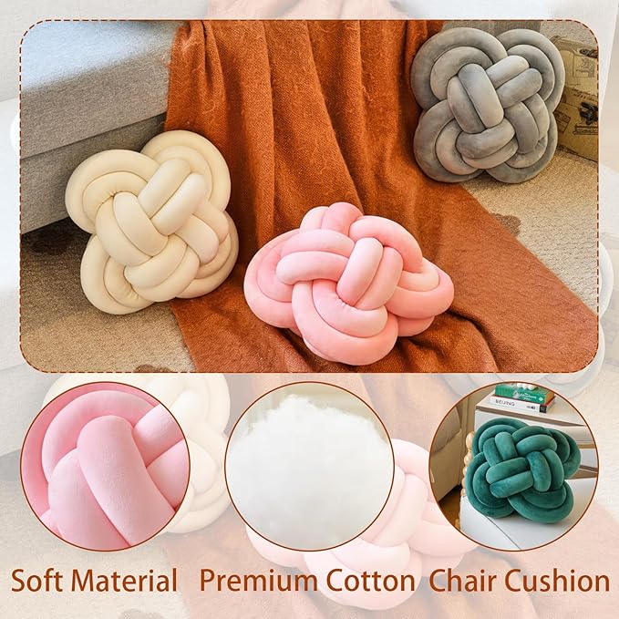 Xuyier Knot Pillow Ball, Decorative Throw Pillows - Image 6