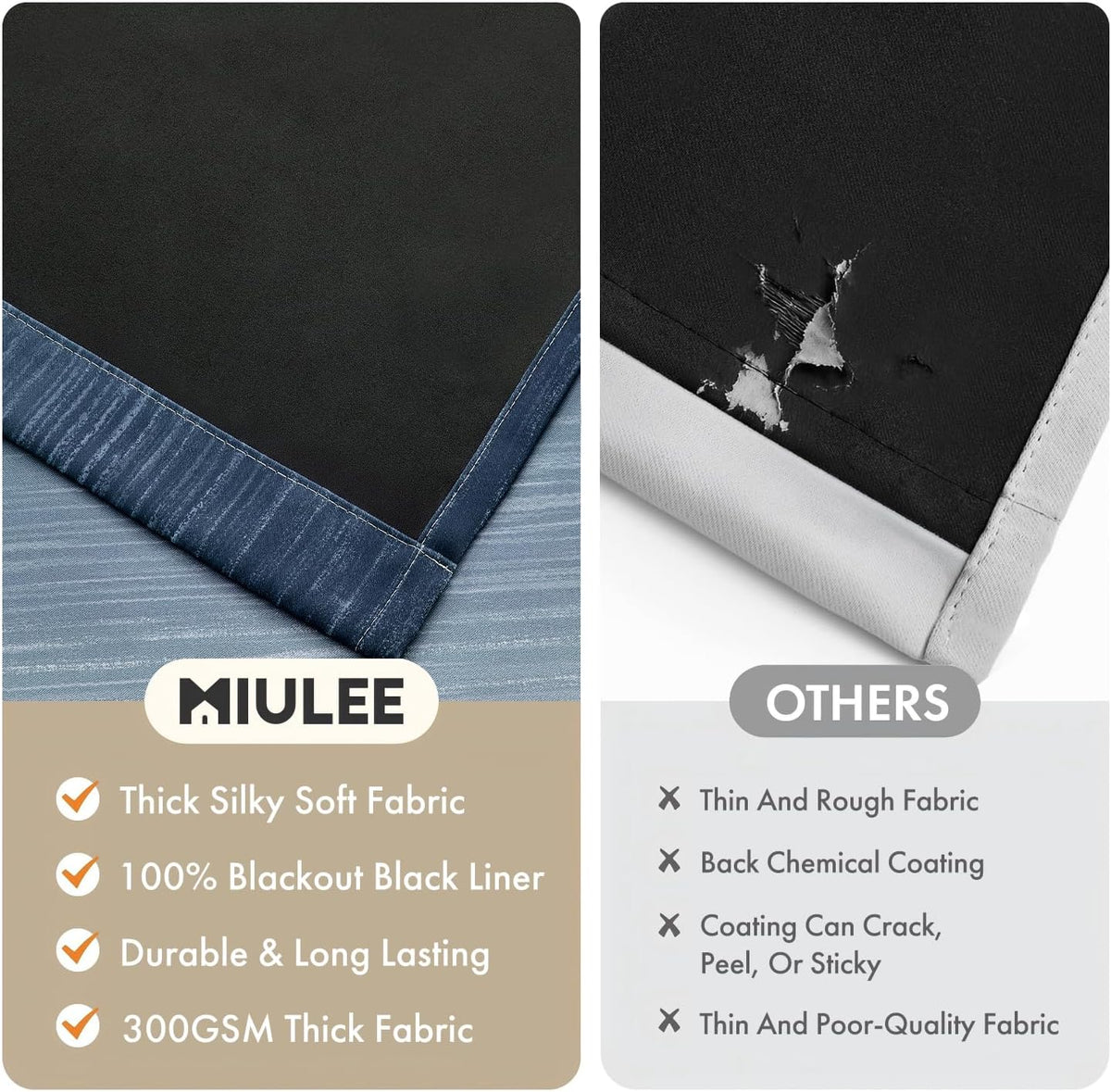 miulee navy blue and greyish white ombre blackout on a desk or shelf