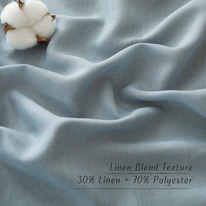 NICETOWN Stone Blue Linen Blend Textured Living Room Curtains, Grommet Top - Image 4
