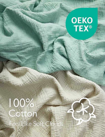 Momcozy Muslin Standard Fitted Crib Sheets, 2 Pack Soft Breathable Natural - Image 3