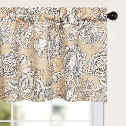 Leeva Floral Valance Curtains for Living Room, 1 Panel Vintage Style Light by Leeva