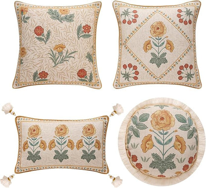 patdrea Designer Pack of 4 Throw Pillow Covers, Vintage Square Farmhouse by Welcometopatdrea