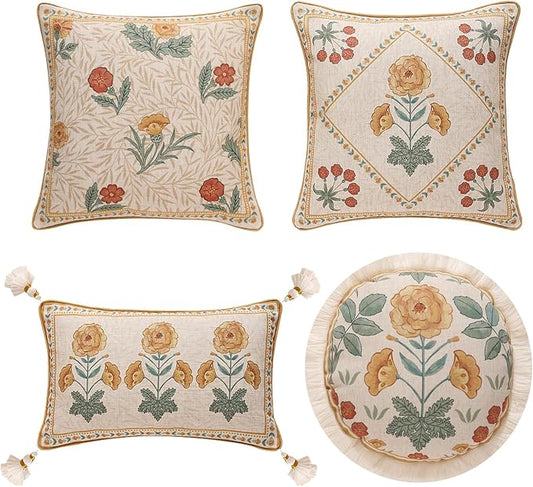 patdrea Designer Pack of 4 Throw Pillow Covers, Vintage Square Farmhouse by Welcometopatdrea