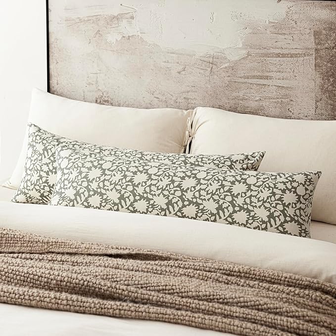 Foindtower Set of 2 Decorative Floral Long Body Lumbar Throw Pillow Covers - Image 4
