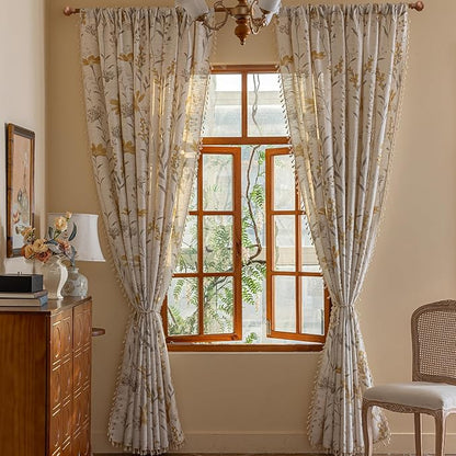 ENJOYBRIDAL Yellow Floral 96 Inch Curtains 2 Panel Set Living Room Long Drapes - Image 7