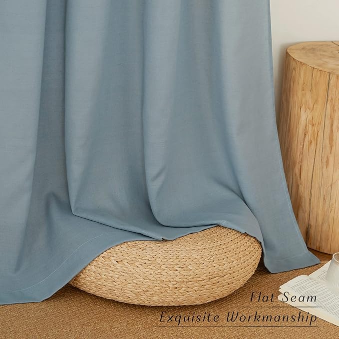 NICETOWN Thick Linen Stone Blue Curtains 108 inch Long - Image 7