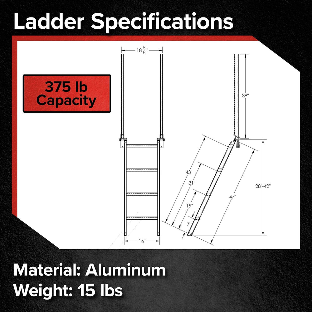 48" Step Deck Ladder, Aluminum, Transport Truck, for 28" to 42&quot...