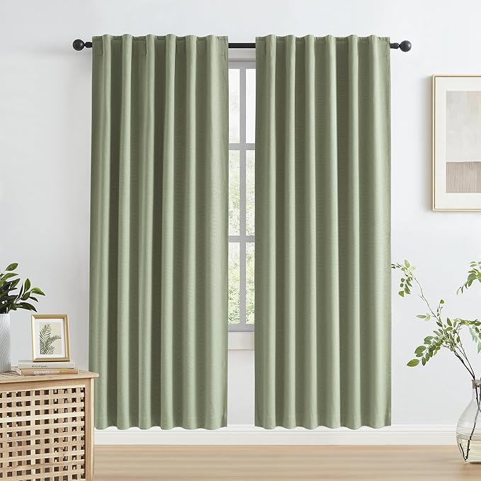 KEQIAOSUOCAI Blackout Linen Curtains by KEQIAOSUOCAI