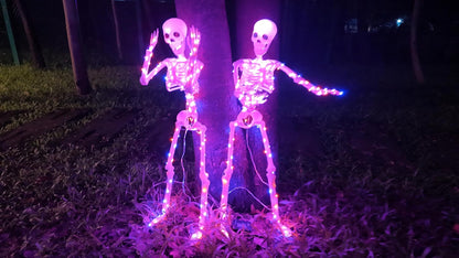 2Pack36 Halloween Skeleton Decoration with Orange&Purple Light