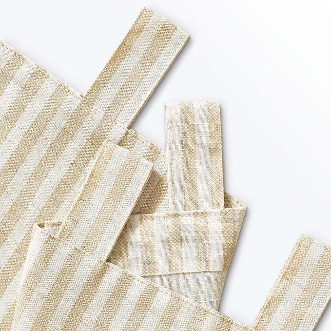jinchan Tab Top Linen Kitchen Curtains 36 Inches Striped Tier Curtains - Image 9